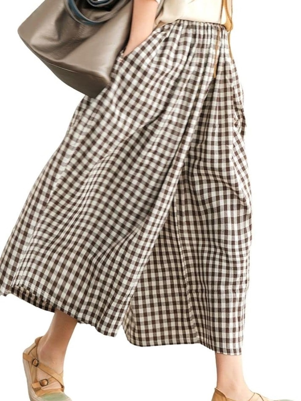 Gingham palazzo pant